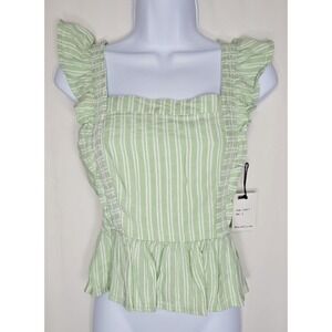 Japna Woman's Light Green Cropped Peplum Style Tank Top Size Small - NWT